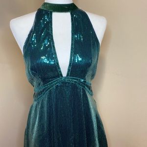 Free People Sequin Halter Top Open Back Size 8